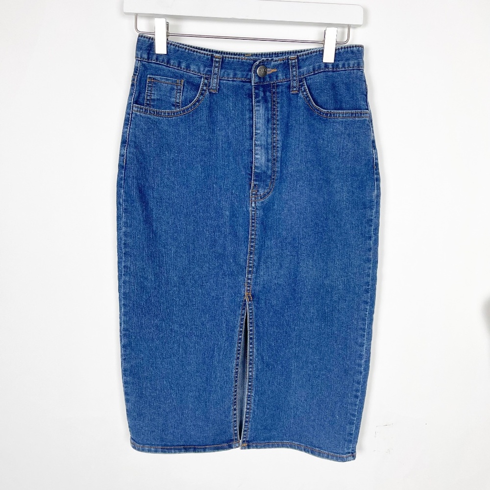 V I A via Skirt Women's Size S Small Blue Jeans Denim Skirt Pencil